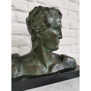 Art Deco Bronze Bust Of A Man By Victor Demanet 