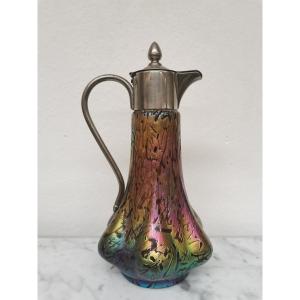 Art Nouveau Iridescent Glass Ewer 