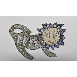 Set Of Four Astrological Signs, Glazed Ceramic By Dominique Pérot