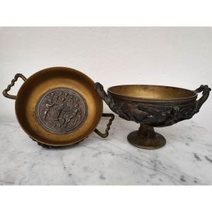 2 Bronze Empty Pocket Cups 