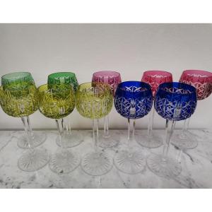 10 Saint Louis Crystal Riesling Glasses 