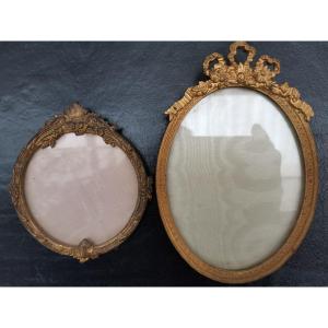 2 Small Gilt Brass Portrait Frames 