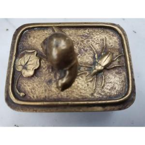 Small Bronze Box, Snail And Weevil 