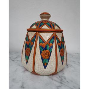 Longwy Enamel Candy Dish With A Covered Lid 