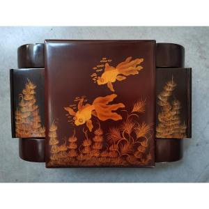 Asian Lacquer Toiletry And Jewelry Box 