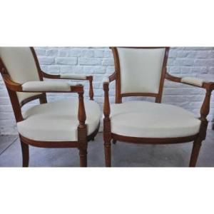 Pair Of Directoire Armchairs (reupholstered)