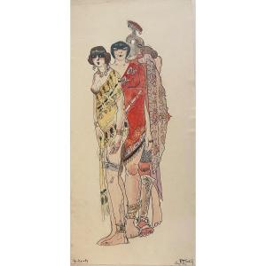 Tito Saubidet-gache, The 4 Arts, Watercolor