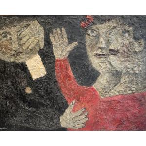 Louis Quilici, Lively Scene, Oil On Canvas