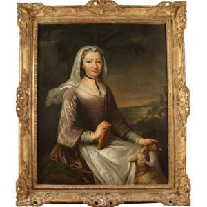 Flemish School XVIII -110 X 94 - Portrait Saint Agnes