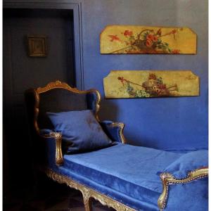 Charming Diptych Floral Baskets 142 X 38.5-painting Of Woodwork