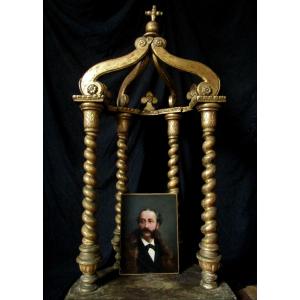 Large Tabernacle Exhibition Canopy Or Sculpture XVIII - 114 X 59 Polychrome Wood