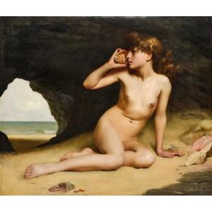 Georges Morton - 115 X 100 -xix -portrait Young Girl With Shell 