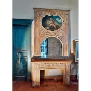 Imposing Fireplace With Trumeau 280 X 150 Louis XVI