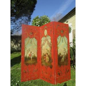 Large 3-panel Screen – Gallant Scenes – 163.5 X 163.5 Cm.