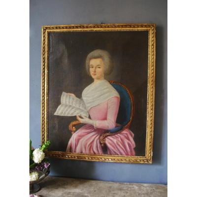 Young Woman With Partition - 80 X 66 Hst Framed