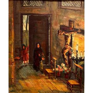 Léopold Lecomte (1890-1963) Church Interior.