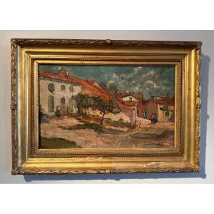 South Village. Oil On Canvas Jacques Bordier XX Th.