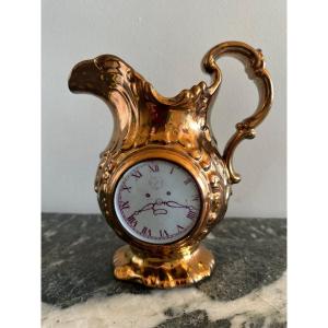 Earthenware Pitcher From Jersey "à l'Horloge". XIX Th.