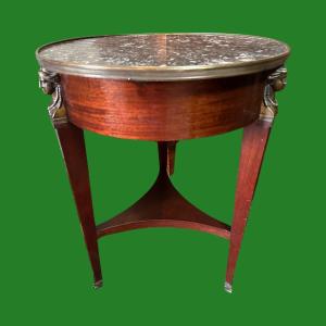 Pedestal Table From Empire Period Return From Egypt In Mahogany.