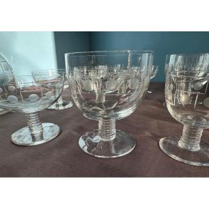 Art Deco Cut Crystal Glassware Set.