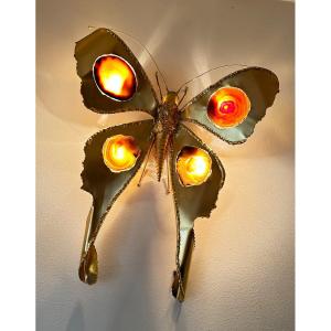 Butterfly Wall Lamp, Agate Wings. Isabelle Faure Or Jacques Duval-brasseur. 