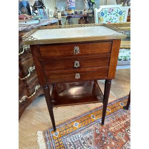 Louis XVI Period Mahogany Bedside Table.