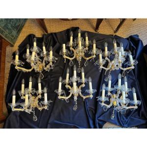 Set Of Six Large Marie-thérèse Wall Lights With Six Light Arms.