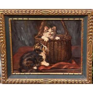 “the Kittens” Oil On Panel, 1900.