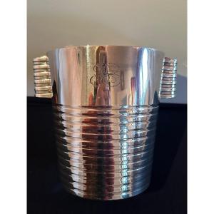 Champagne Bucket "ondulations" Luc Lanel For Christofle For The Normandy Liner. 