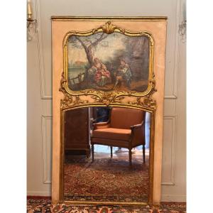 Louis XV Style Trumeau In Painted Wood.
