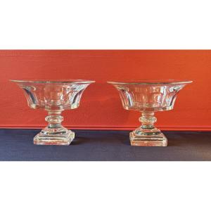 Pair Of Harcourt Baccarat Crystal Cups From The 19th Century.