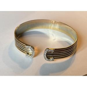 Cartier Model Double C Diamond And Three-gold Bracelet   