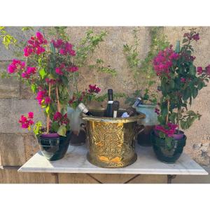 Copper Castle Cooler With Coat Of Arms And Fleur-de-lis.