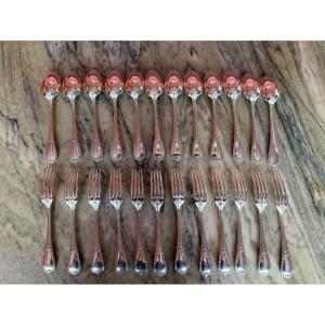 Christofle. 12 Louis XVI Dessert Cutlery Sets.