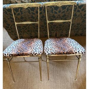 Pair Of Bronze Chairs, Neoclassical Style, Attributed To Maison Jansen. 