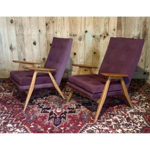 Steiner. Pair Of Sk640 Armchairs Designed By Pierre Guariche. Circa 1950. 