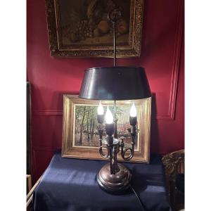 The Dolphin. Hot Water Bottle Lamp With Hunting Horns. 