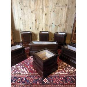 Set Of Seven Mahogany Planters. 