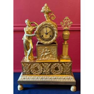 Gilt Bronze Clock "goddess Flora". 19th Century. 