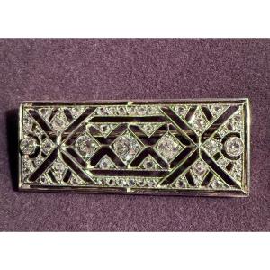 Art Deco Period Platinum And Diamond Brooch. 