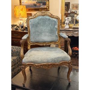 Louis XV Period Armchair With Frame, Stamped Meunier. 