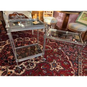 Set Of Two Baguès Style Tables In Silvered Bronze. 