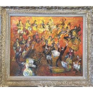 Dodonne Barthalot (1887-1954) Oil On Panel Orchestra "allegro". 