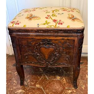 Regency Period Carved Walnut Stool. 