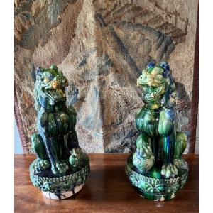 Pair Of Large Chinese Fô Dogs.