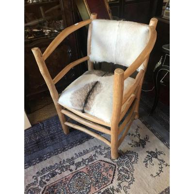 Armchair Wood And Skin