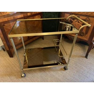 Table roulante  1970 en laiton doré