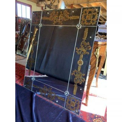 Oxidized Aged Venice Mirror, With églomisés Decors.