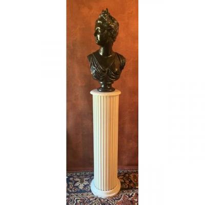 Bust Of Woman / Diane Huntress On Column.