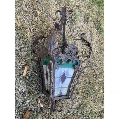 Lantern In Iron And Lead Glass